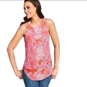 CAbi #127 Jubilee Pink Paisley Tank Top Zipper Lined Size L